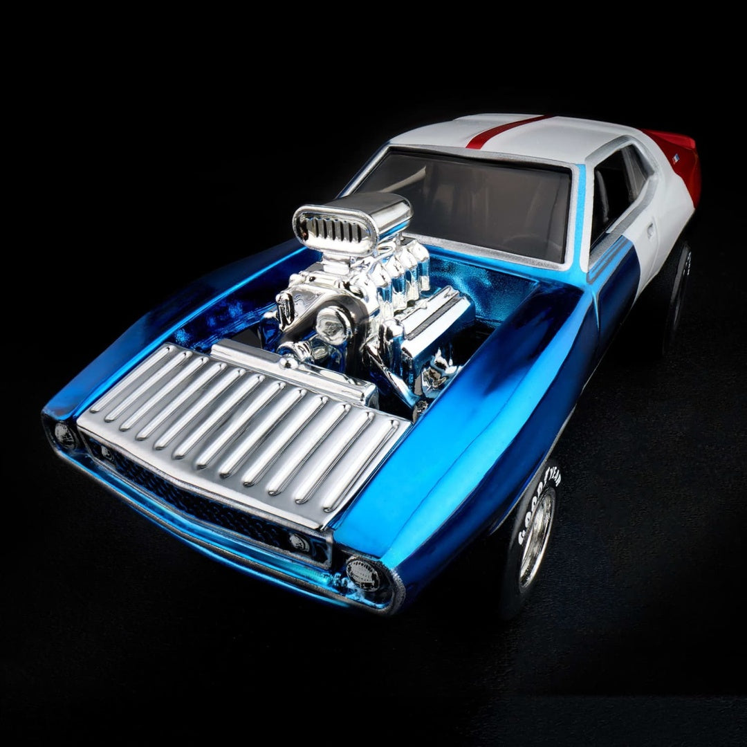 Hot Wheels Red Line Club '71 AMC Javelin AMX 1:64 Diecast Model Car - top-front angle with engine bay