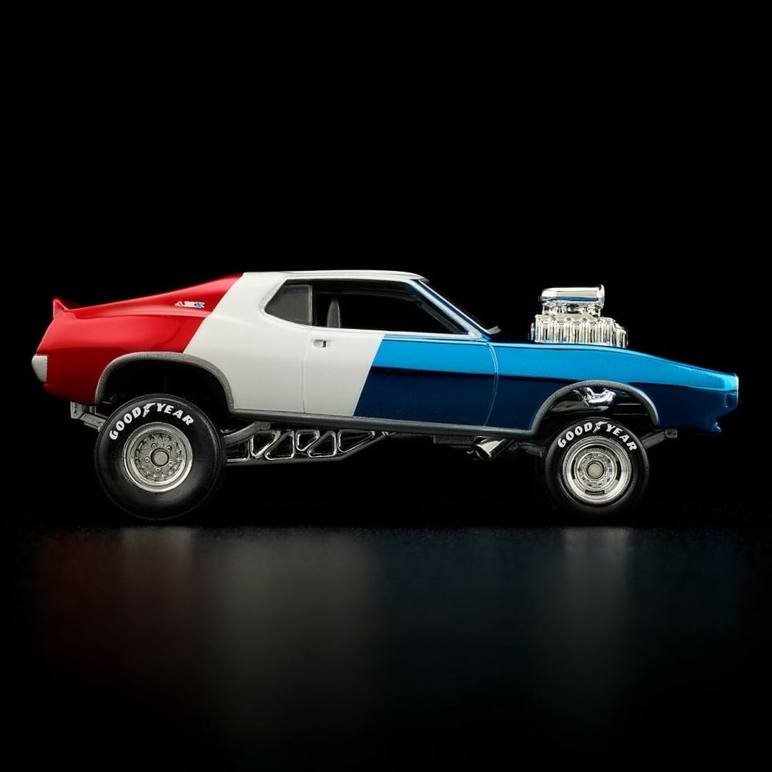 Hot Wheels Red Line Club '71 AMC Javelin AMX 1:64 Diecast Model Car - Side Profile with Blown Engine