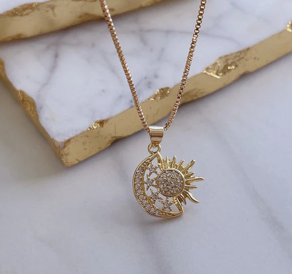 Sun Moon Pendant Necklace