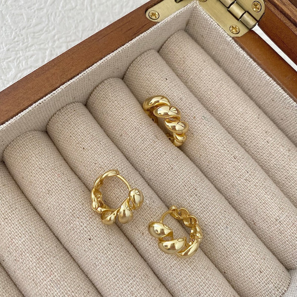 Twisted Croissant Minimal Hoops (Select From Drop Down Menu)