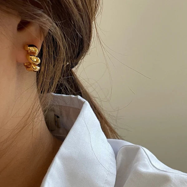 Twisted Croissant Minimal Hoops (Select From Drop Down Menu)