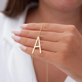 Sideways Oversized Initial Necklace (Select From Drop Down Menu)