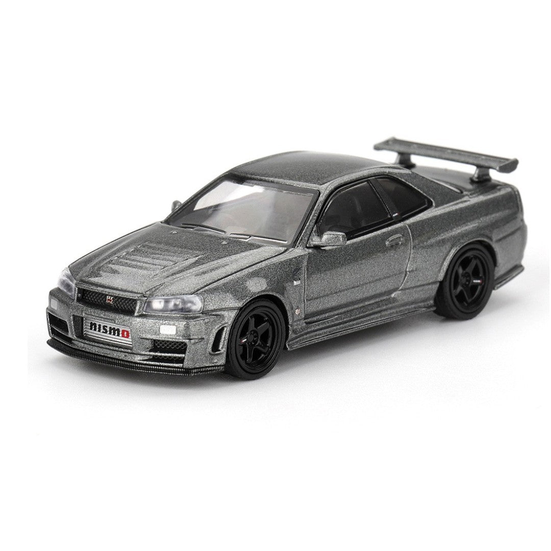 Mini GT Nissan Skyline GT-R R34 NISMO CRS Version Dark Metal Gray 1:64 Scale Diecast Model Car