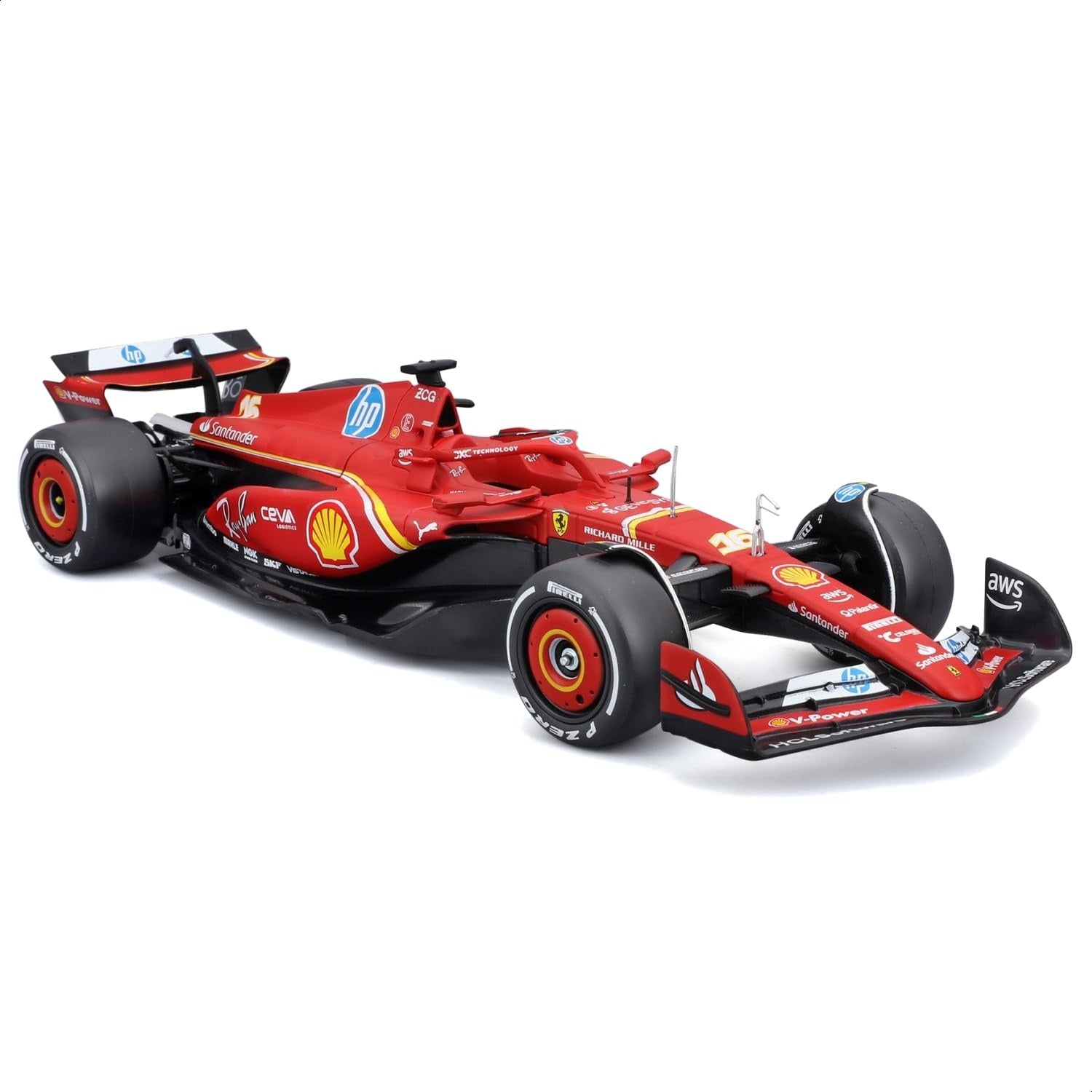 Bburago Ferrari SF-24 Charles Leclerc #16 1:24 Diecast F1 Model Car with Driver Figure