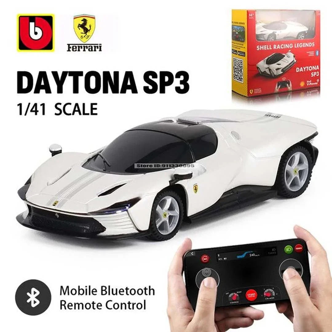 Bburago Ferrari Shell Racing Legends DAYTONA SP3 1:41 Scale Bluetooth Remote Control Car – Smartphone Controlled