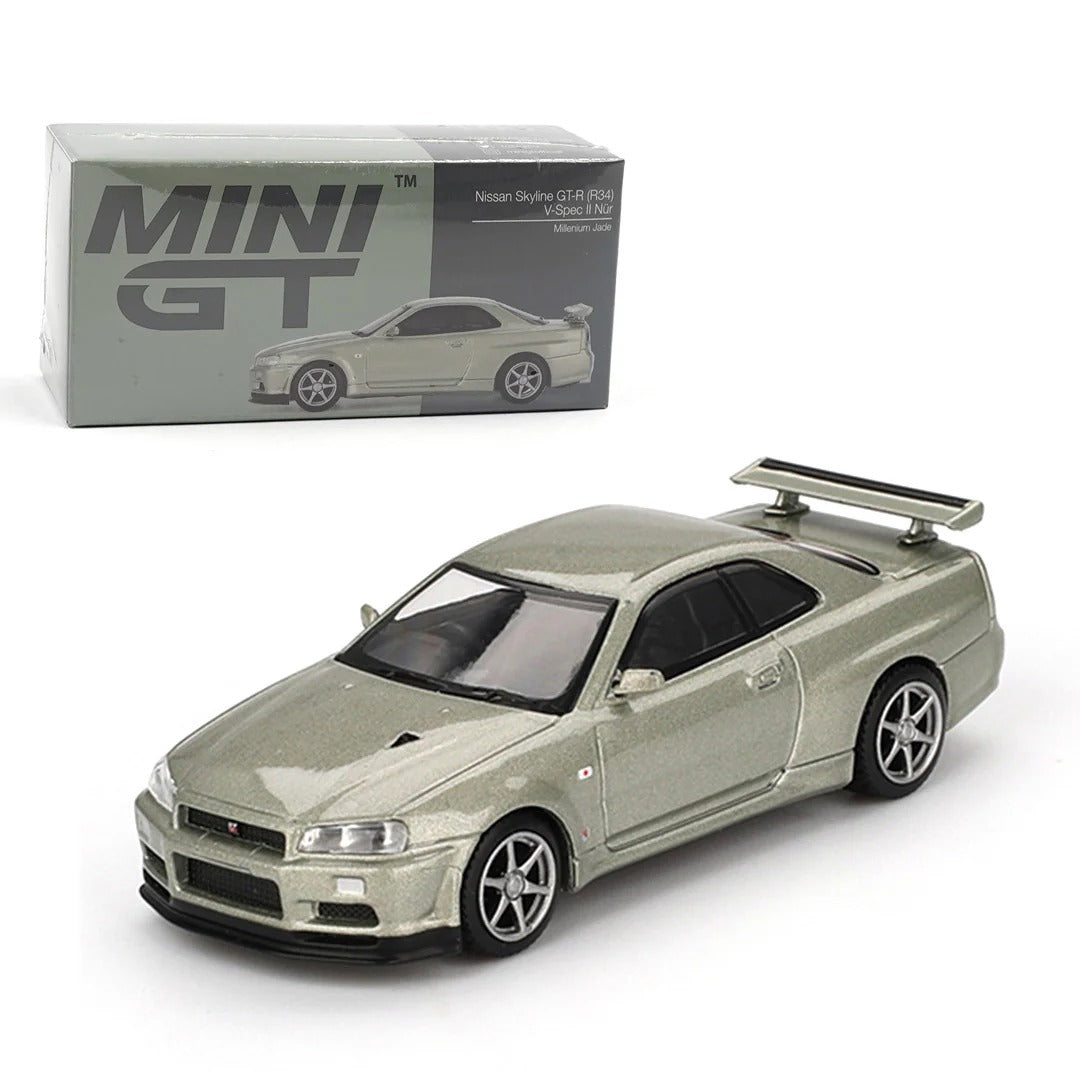 Mini GT Code 1003 Nissan Skyline GT-R (R34) V-Spec II Nur Millennium Jade