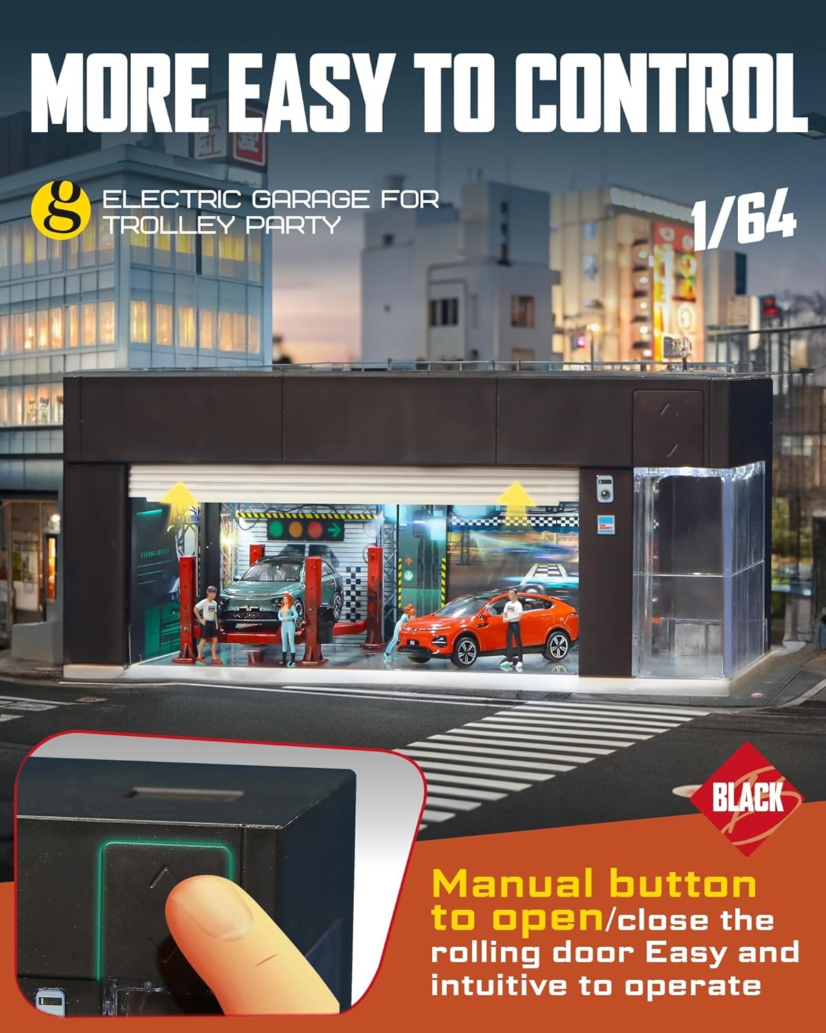 Electric Motorized Garage Diorama With Lights and Voice Control  for 1:64 Diecast Scale Models - USB chargeable and Battery Operated (No Cod Allowed On This Product) - Prepaid Orders Only