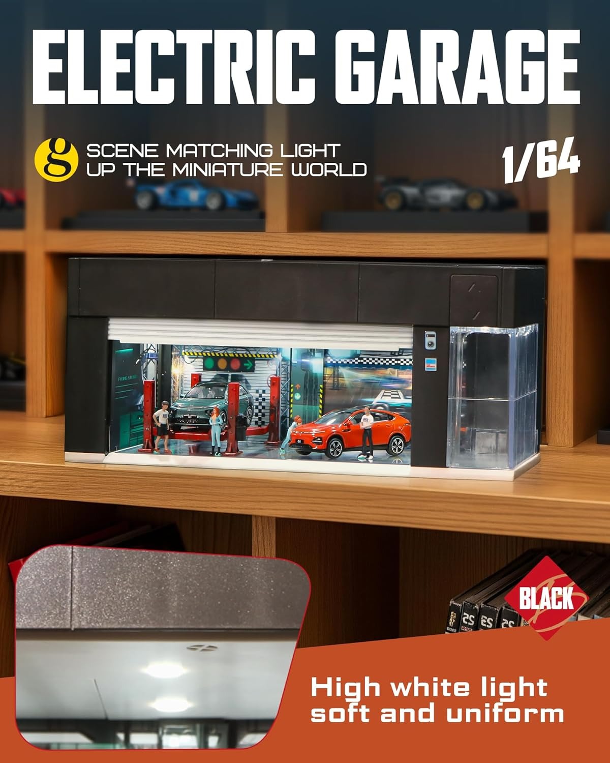 Electric Motorized Garage Diorama With Lights and Voice Control  for 1:64 Diecast Scale Models - USB chargeable and Battery Operated (No Cod Allowed On This Product) - Prepaid Orders Only
