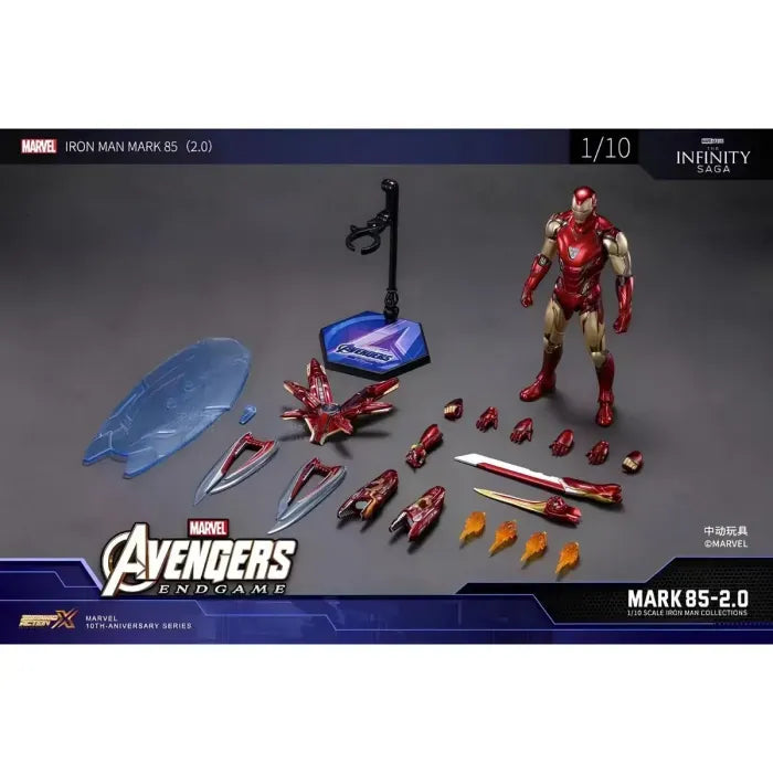 Marvel Studios Avengers Endgame The infinity Saga : Scale 1/10 iron Man Nano Technology Suit Mark 85 MK85 Luminious Version 2.0 Figure by ZD Toys