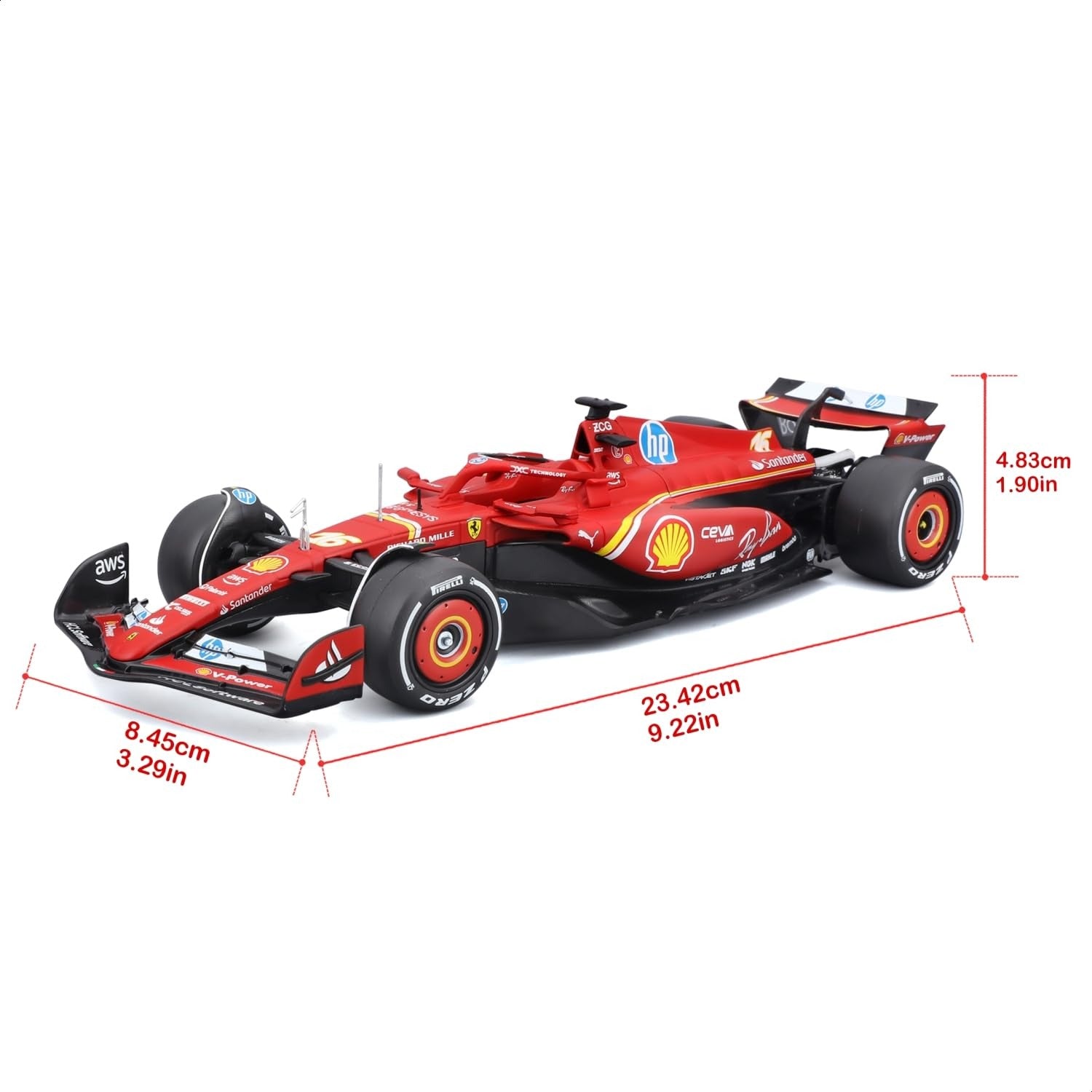Bburago Ferrari SF-24 Charles Leclerc #16 1:24 Diecast F1 Model Car with Driver Figure