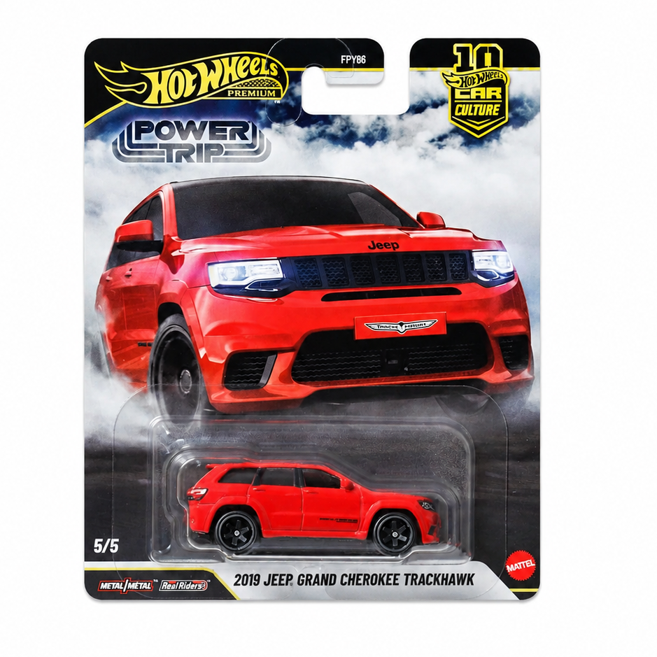 Hot Wheels Imported Premium Car Culture Power Trip 2019 Jeep Grand Cherokee Trackhawk Imported 1:64 Scale Die-Cast SUV