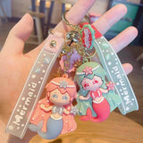 Mermaid Princess 3D Silicon Keychain With Bagcharm and Strap (Choose from Dropdown)