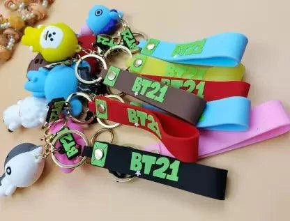 Bts / Bt21 keychains with Bagcharm and Strap ( Select From Dropdown Menu) - ThePeppyStore