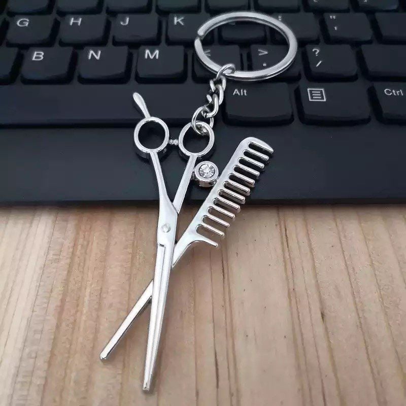 Hair Accesories 2-In-1 Scissor and Comb Metal Keychain