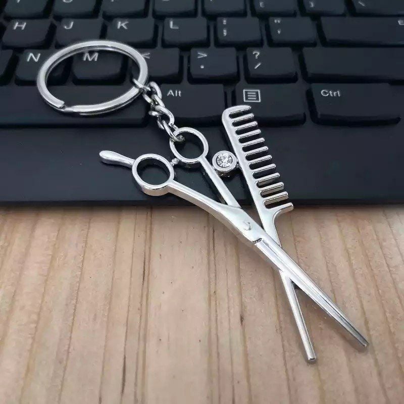 Hair Accesories 2-In-1 Scissor and Comb Metal Keychain