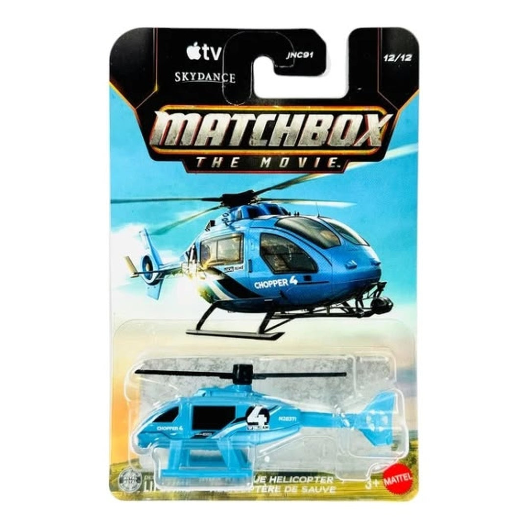 Matchbox The Movie Rescue Helicopter Chopper 4 1:64 diecast model card 12/12 - blister packaging