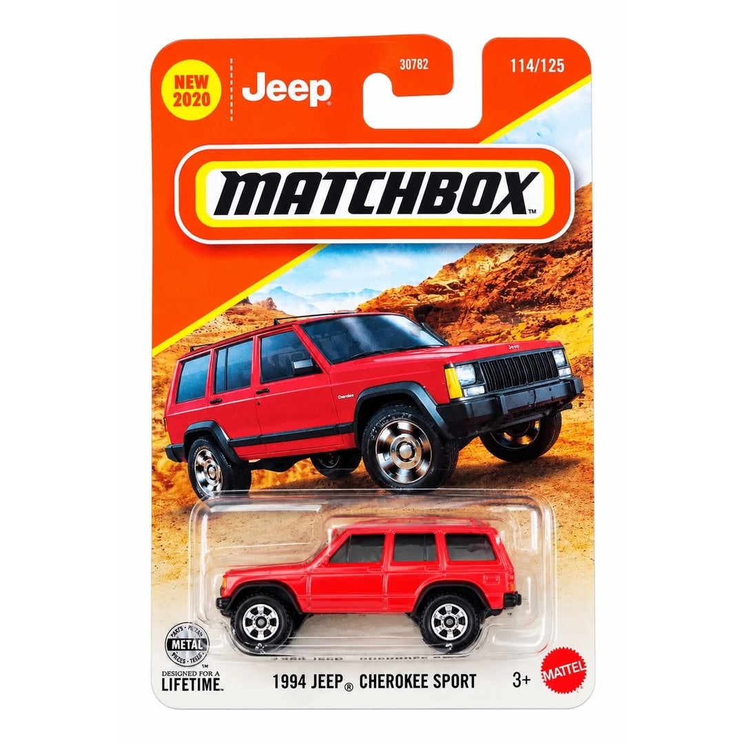 Matchbox 1994 Jeep Cherokee Sport 1:64 diecast model car card 114/125 - blister packaging