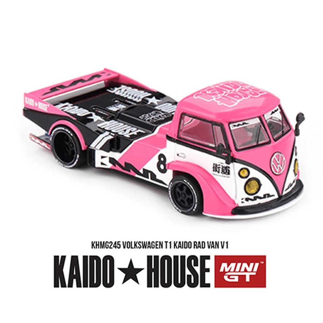 MINI GT × Kaido House #245 Volkswagen T1 KAIDO RAD VAN V1 1:64 diecast model car, front three-quarter view
