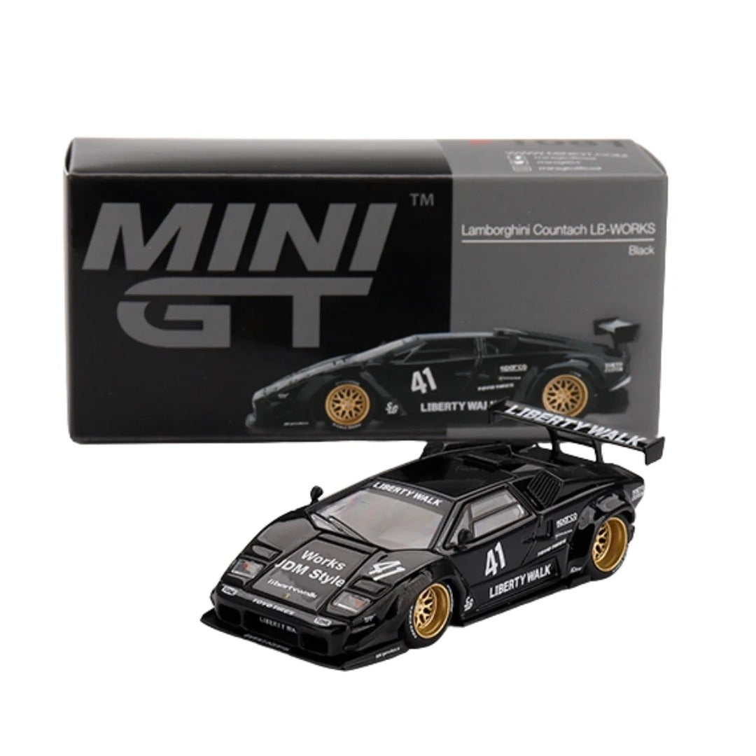 Mini GT #1081 Lamborghini Countach LB-Works Black Liberty Walk 1:64 Diecast Model Car