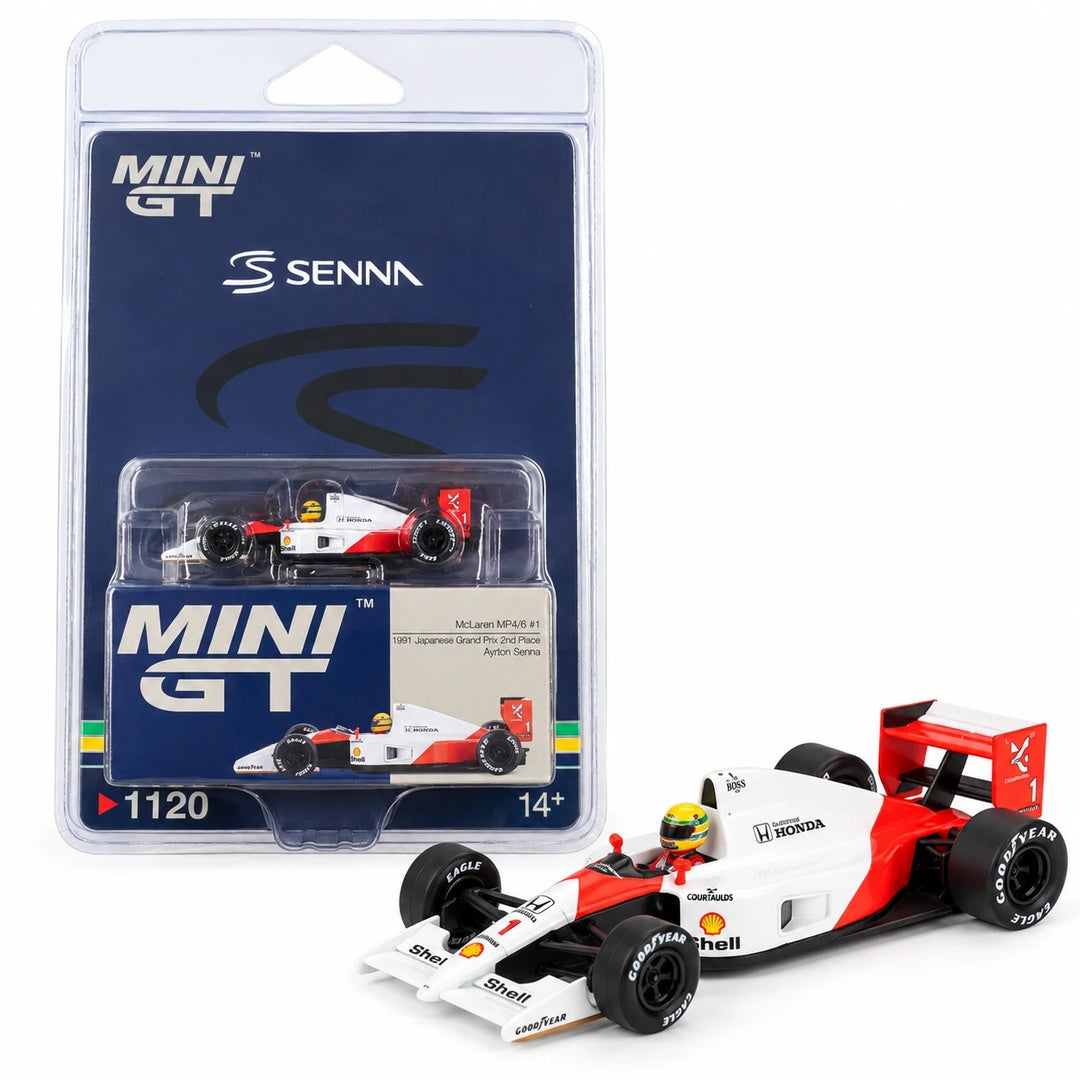 MINI GT #1120 McLaren MP4/6 #1 1991 Japanese Grand Prix Ayrton Senna 1:64 Diecast Model Car