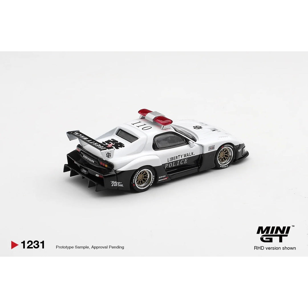 MINI GT #1231 Mazda RX-7 LB-Super Silhouette Police 1:64 Diecast Model Car