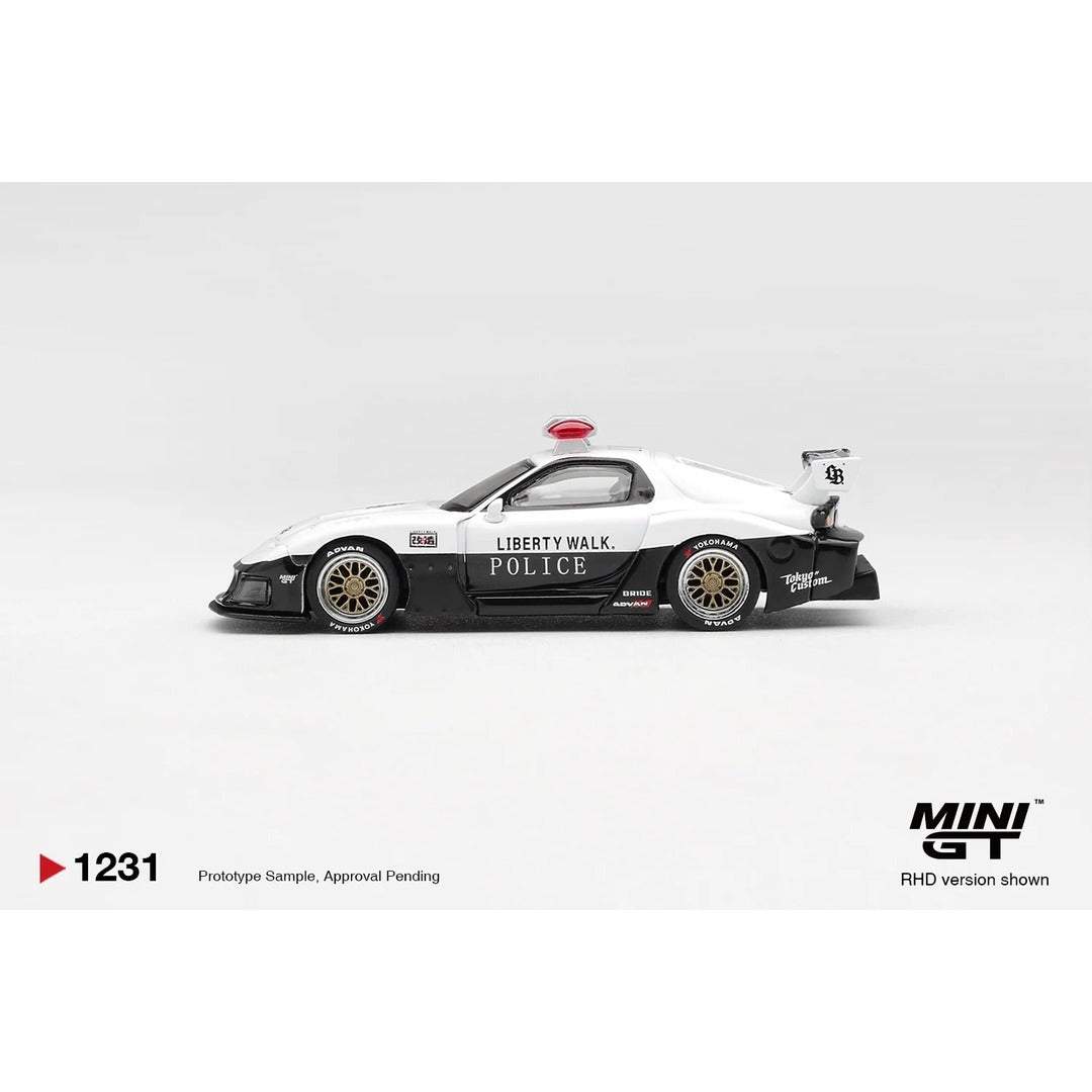MINI GT #1231 Mazda RX-7 LB-Super Silhouette Police 1:64 Diecast Model Car