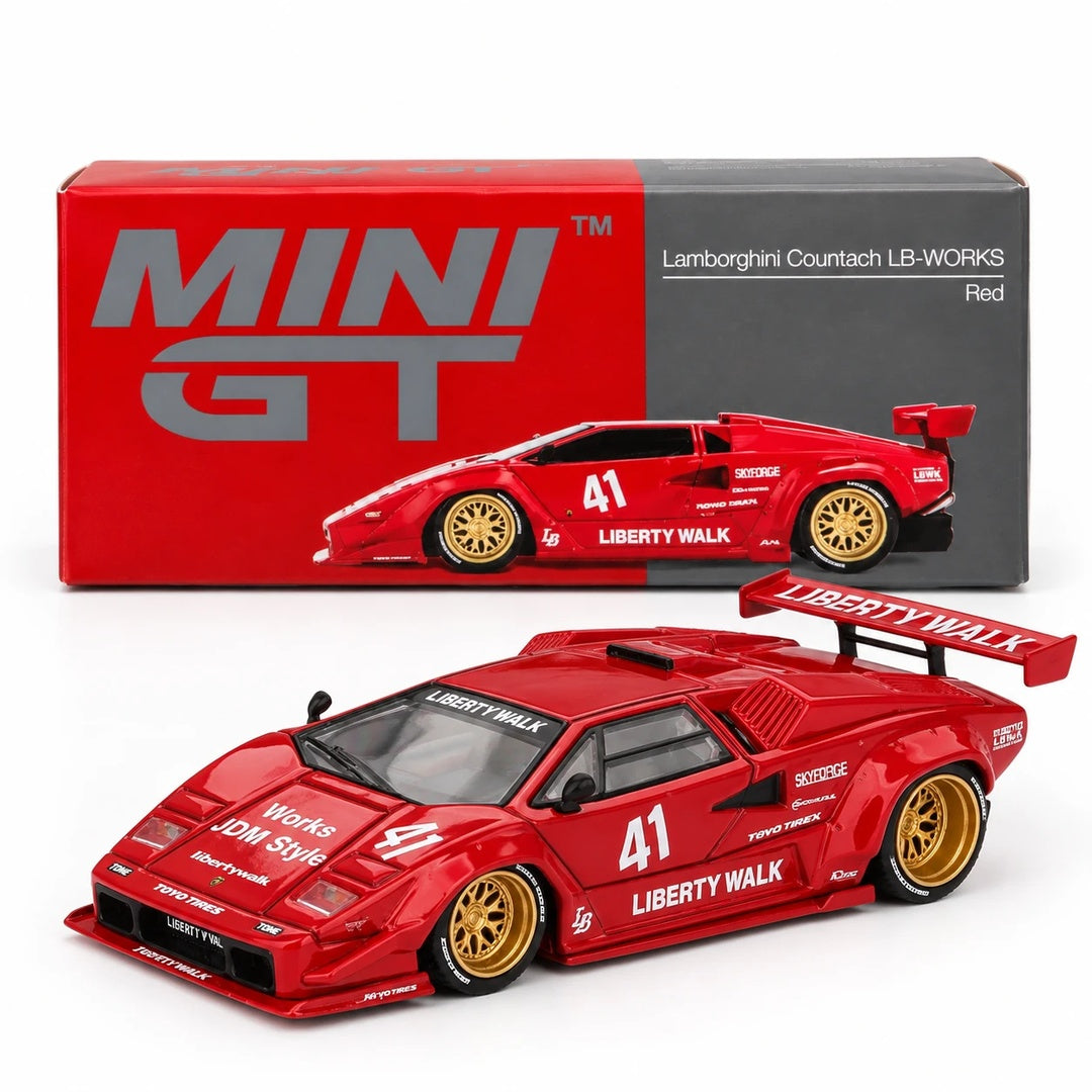 MINI GT Lamborghini Countach LB-WORKS Red #41 Liberty Walk 1:64 Diecast Model Car
