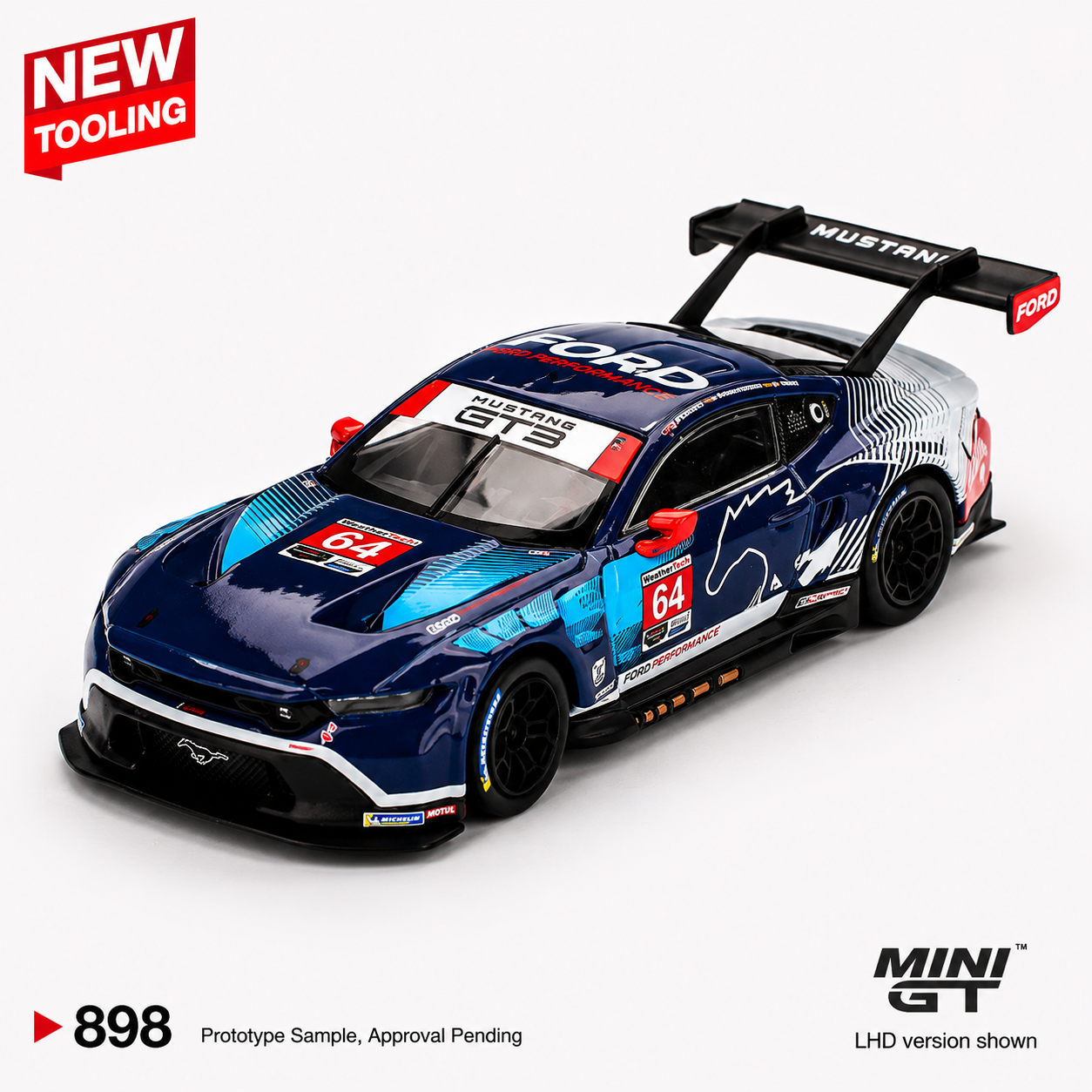 Ford Mustang GT3 #64 Ford Multimatic Motorsports 2024 IMSA Daytona 24 Hrs MINI GT #898 1:64 Scale Diecast Model Car