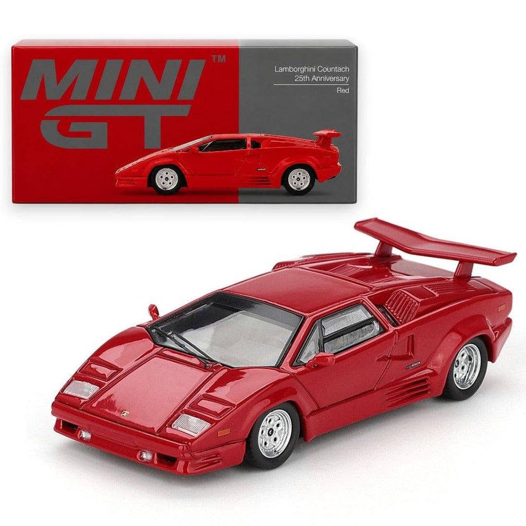Mini GT 1192 Lamborghini Countach 25th Anniversary red 1:64 diecast model collector box packaging