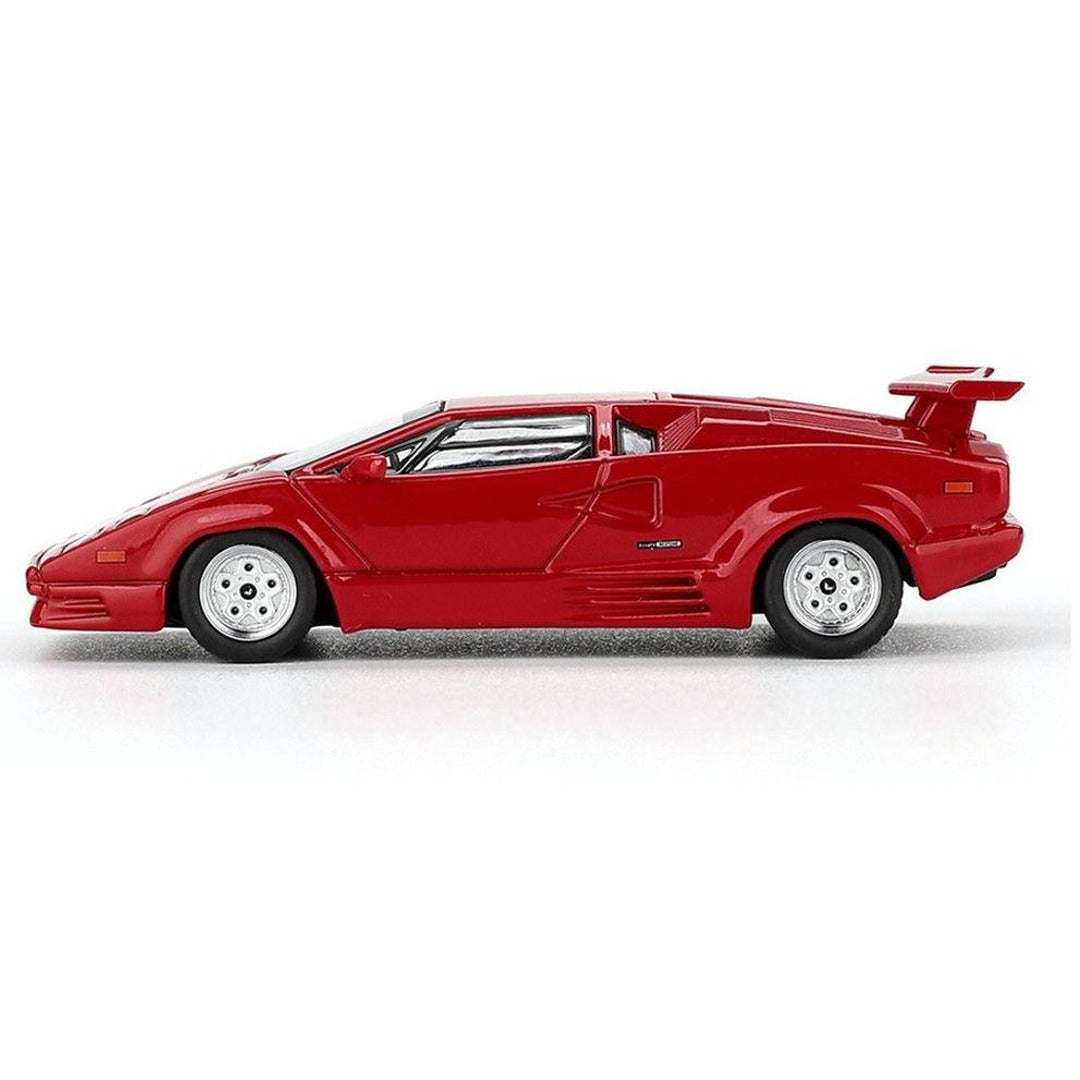 Mini GT 1192 Lamborghini Countach 25th Anniversary red 1:64 diecast model side profile view