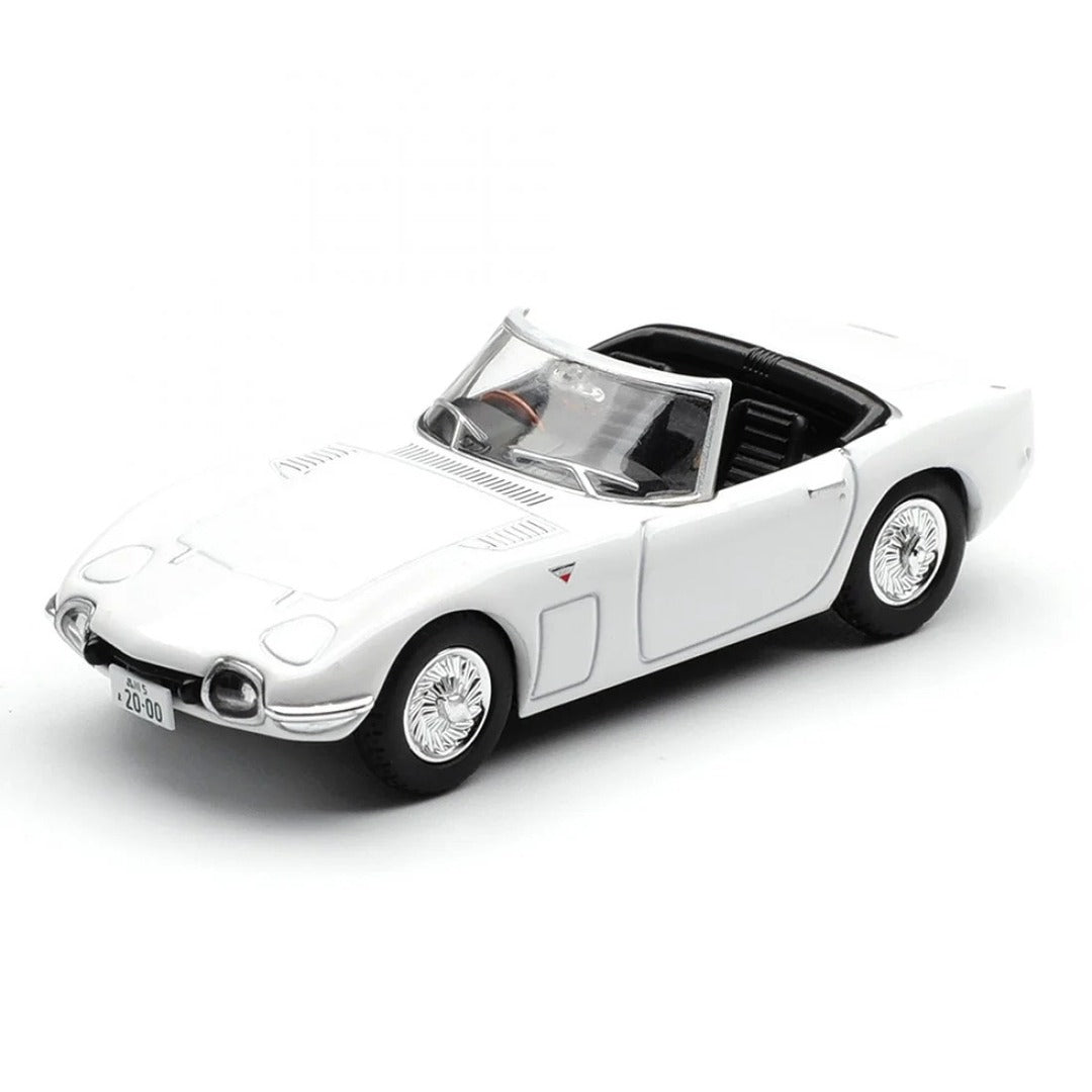 Mini GT Toyota 2000GT Roadster white 1:64 diecast model front three-quarter view