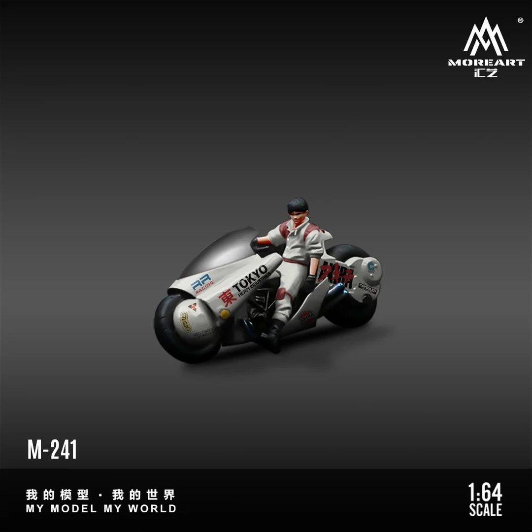 MoreArt M-241 Akira Resin Motorcycle Titanium White Faded Version 1:64 Diecast Model