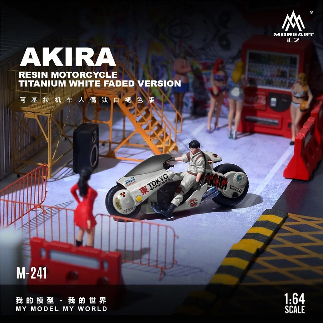 MoreArt M-241 Akira Resin Motorcycle Titanium White Faded Version 1:64 Diecast Model