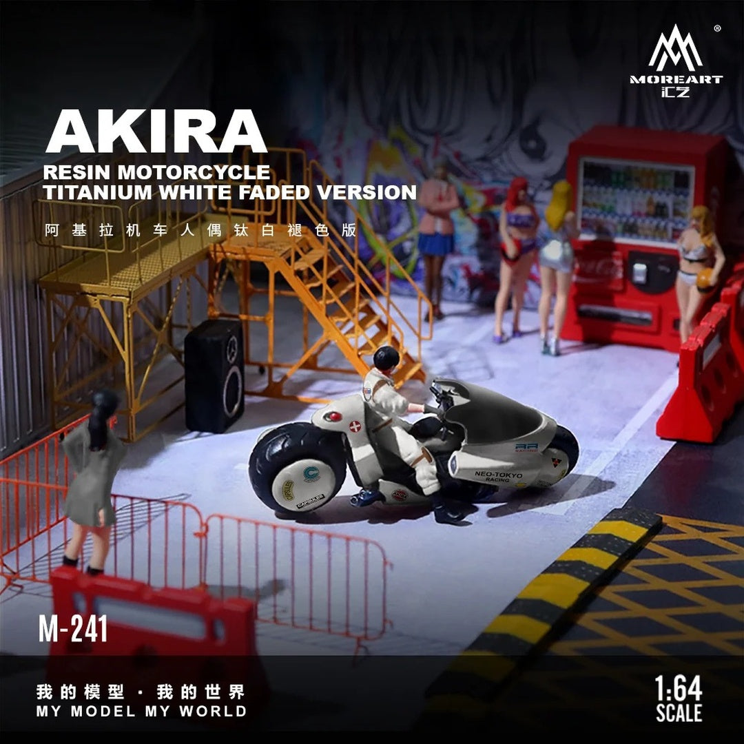 MoreArt M-241 Akira Resin Motorcycle Titanium White Faded Version 1:64 Diecast Model