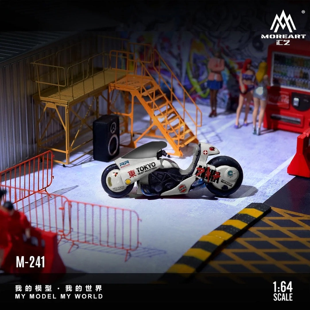 MoreArt M-241 Akira Resin Motorcycle Titanium White Faded Version 1:64 Diecast Model