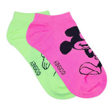 Disney Mickey Mouse Fluorescent Colored Lowcut Socks For Women - Pink Green - ThePeppyStore