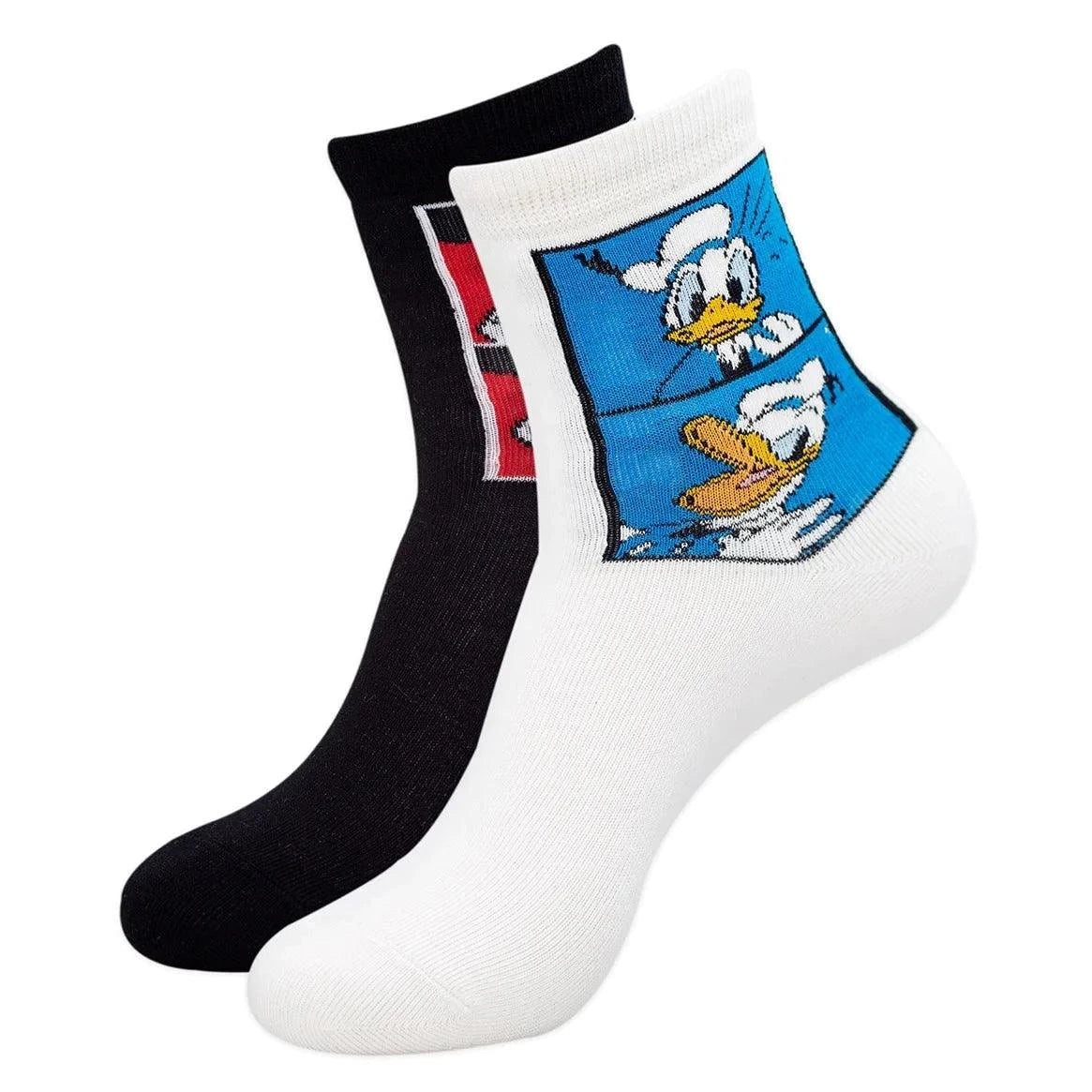 Disney Mickey & Donald High Ankle Socks For Women -Black White - ThePeppyStore