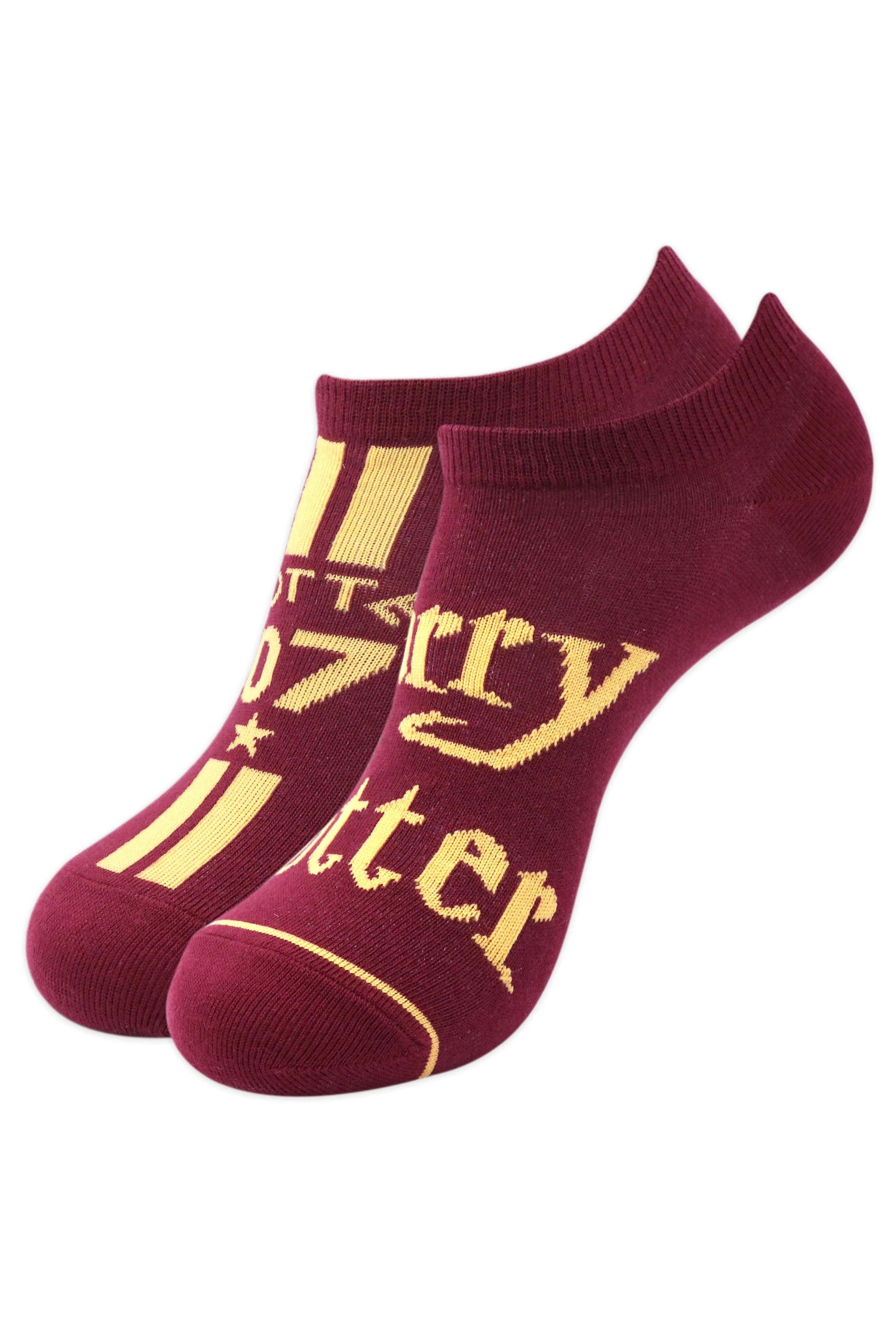 Harry Potter Potter 07 & Harry Potter Logo Lowcut Socks For Women ( Pack Of 2 Pairs/ 1U) - Maroon - ThePeppyStore