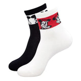 Disney Mickey & Minnie High Ankle Socks For Women - Black And White - ThePeppyStore