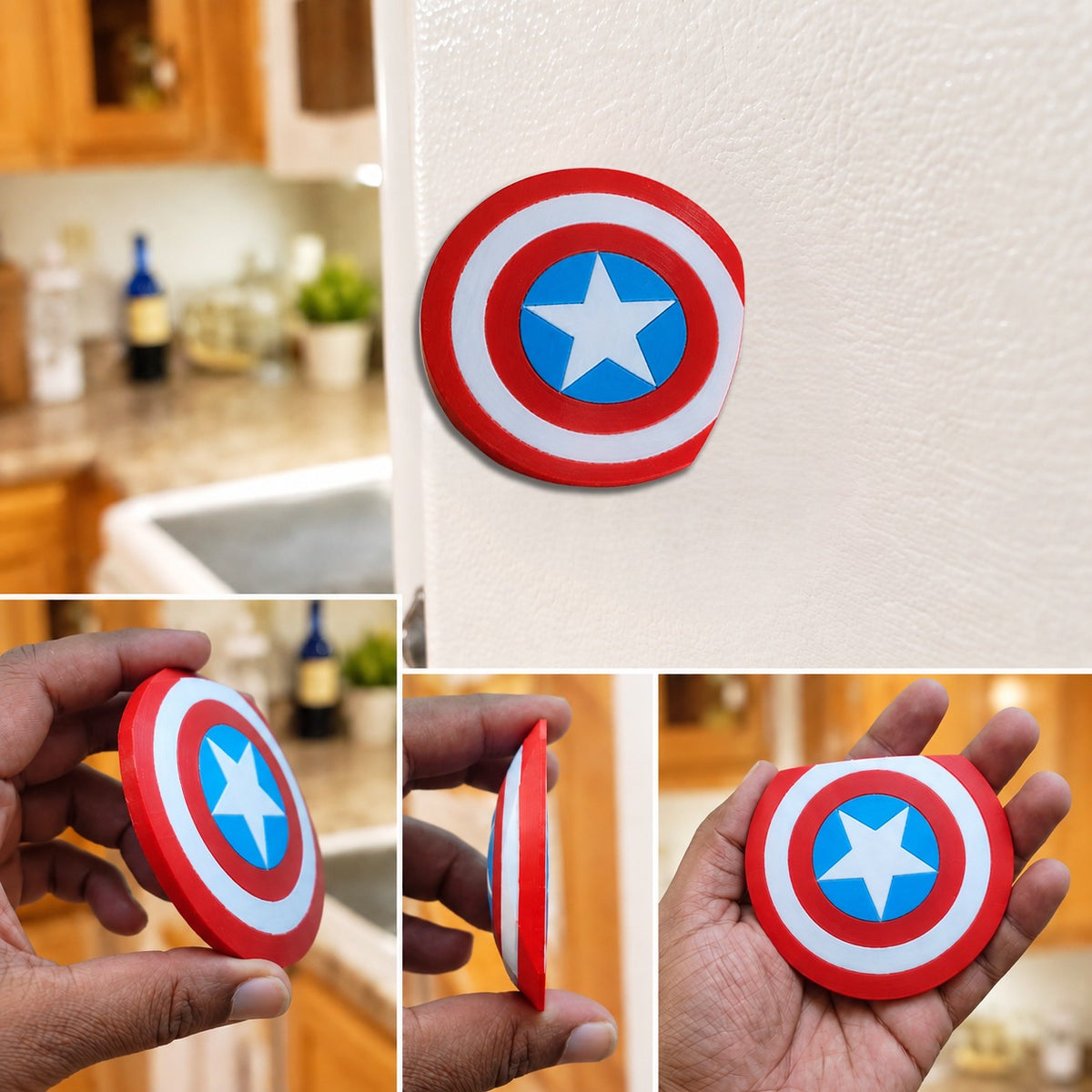 Shield Fridge Magnet with multiple views and on-fridge lifestyle shots