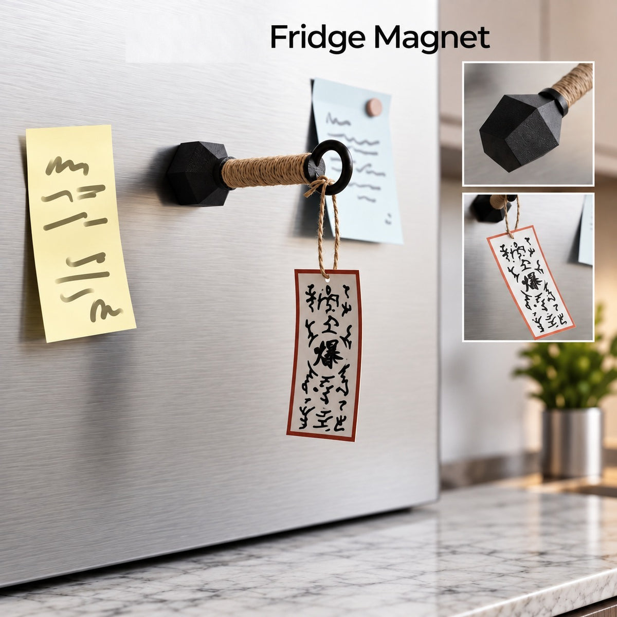 Throwing Star Fridge Magnet with multiple views and on-fridge lifestyle shots