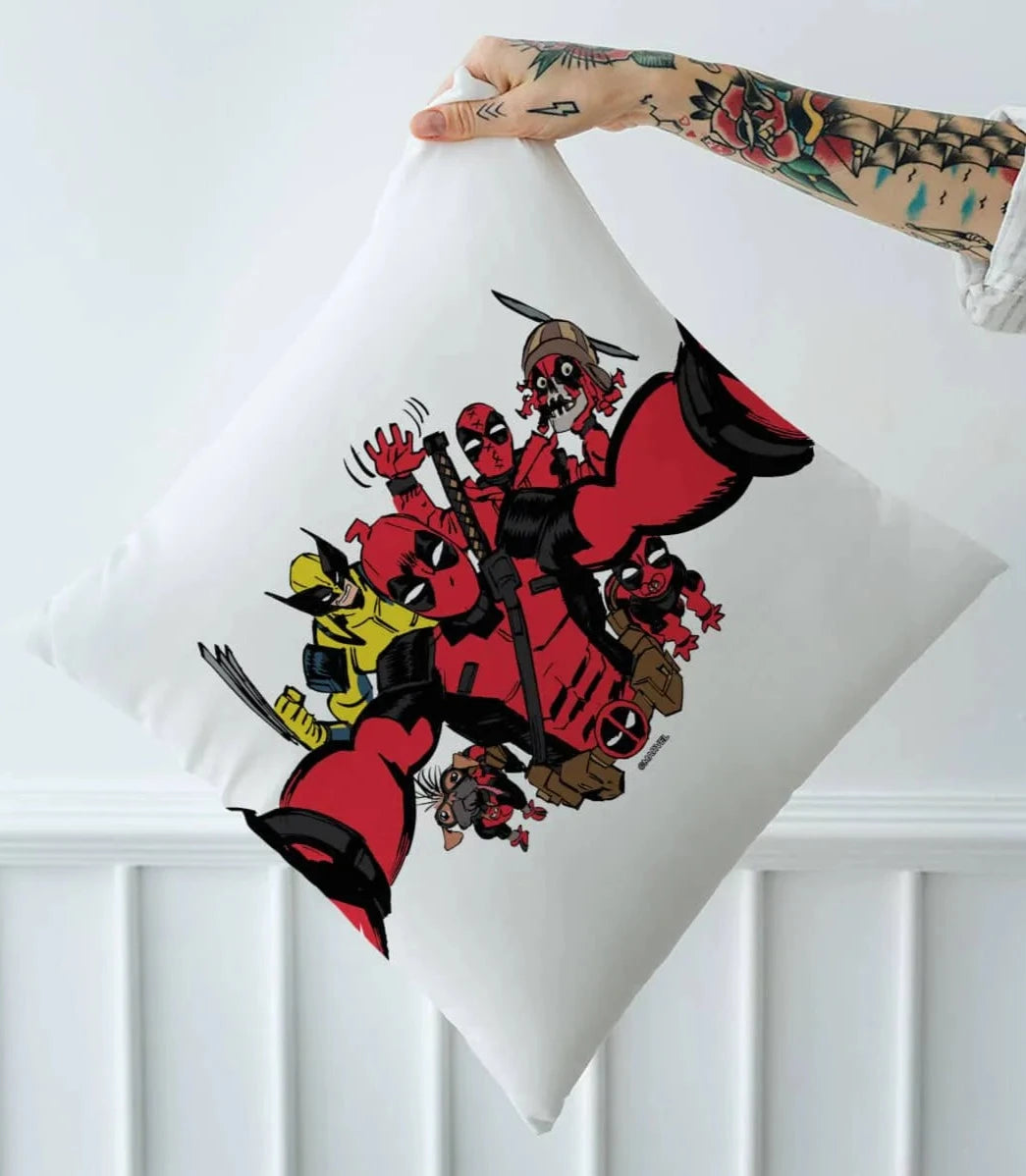 Deadpool Wolverine Selfie Square Pillow