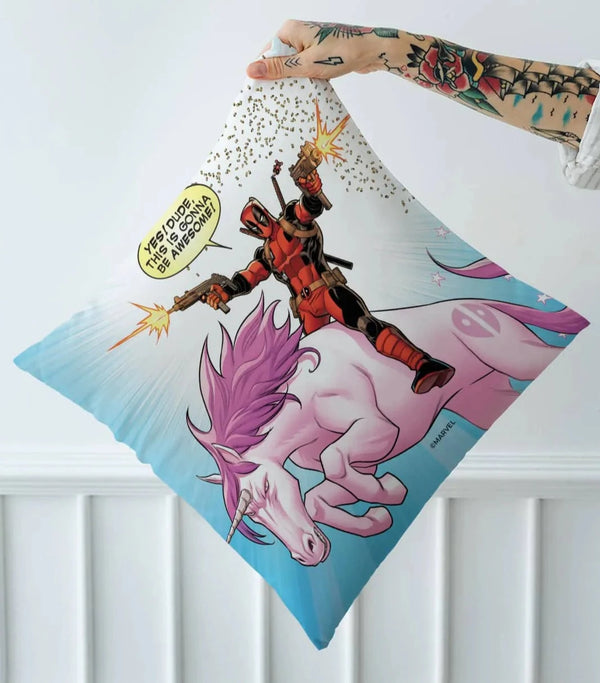 Deadpool Unicorn Square Pillow