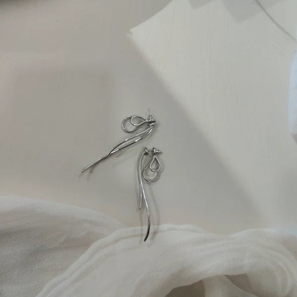 Silver Luxe Bow Studs