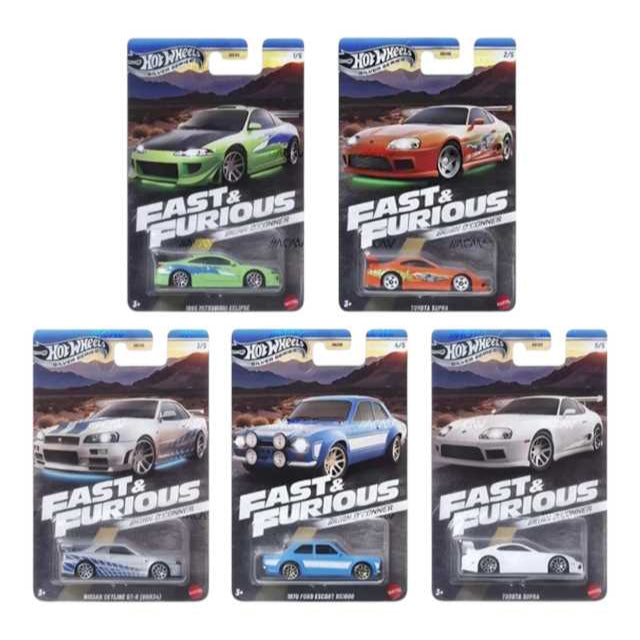 Hot Wheels 2025 Silver Series Fast and Furious Brian o'conner Cars  1:64 Scale - Set Of 5