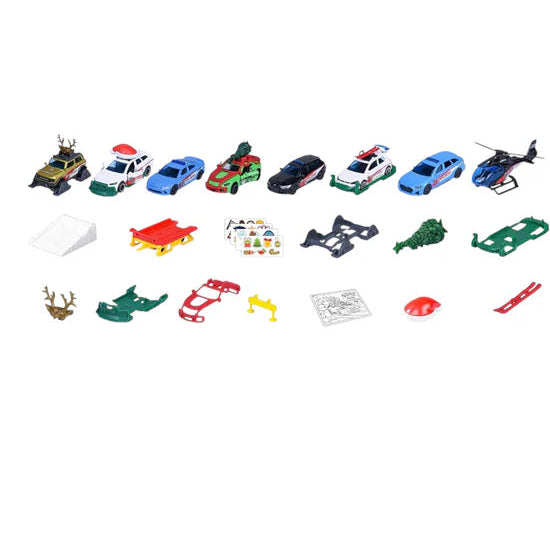 Majorette Advent Calendar 24 Surprises , 8 Metal Vehicles, 16 Accessories Premium Diecast Car Model