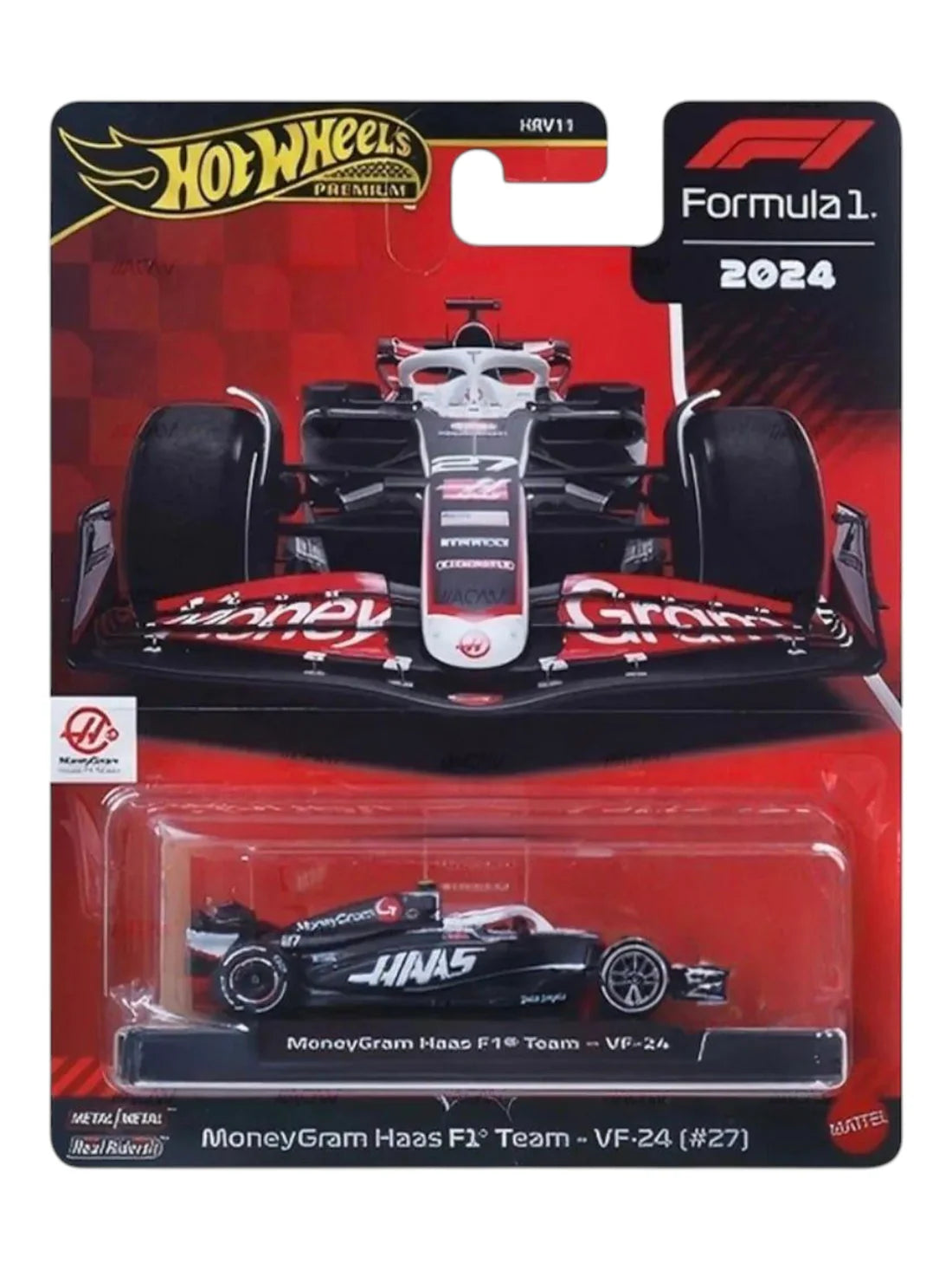 Hot Wheels Scale 1:64 Imported Premium  Formula F1  2024 Diecast Model Cars - MoneyGram Haas F1  Team VF-24 Car #27