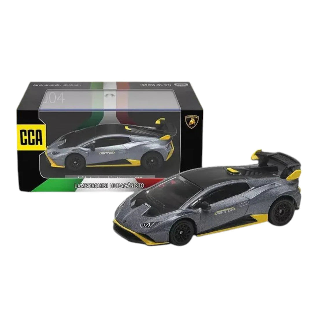 Scale 1 : 64 CCA Premium Lamborghini Huracan STO - Grey Diecast Metal Model Car With Acrylic Case
