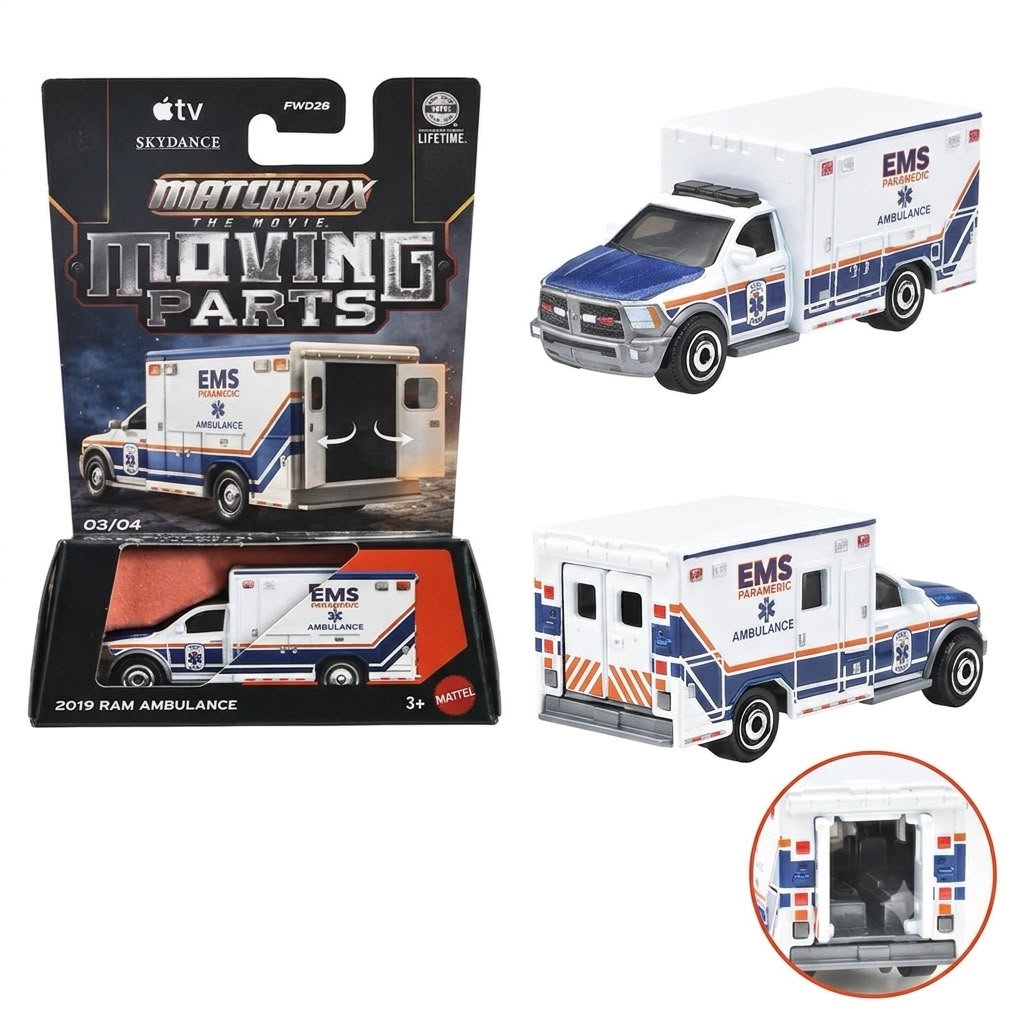 Matchbox Imported Apple TvThe Movie Moving Parts 2019 Dodge Ram Ambulance 1:64 – #03/04