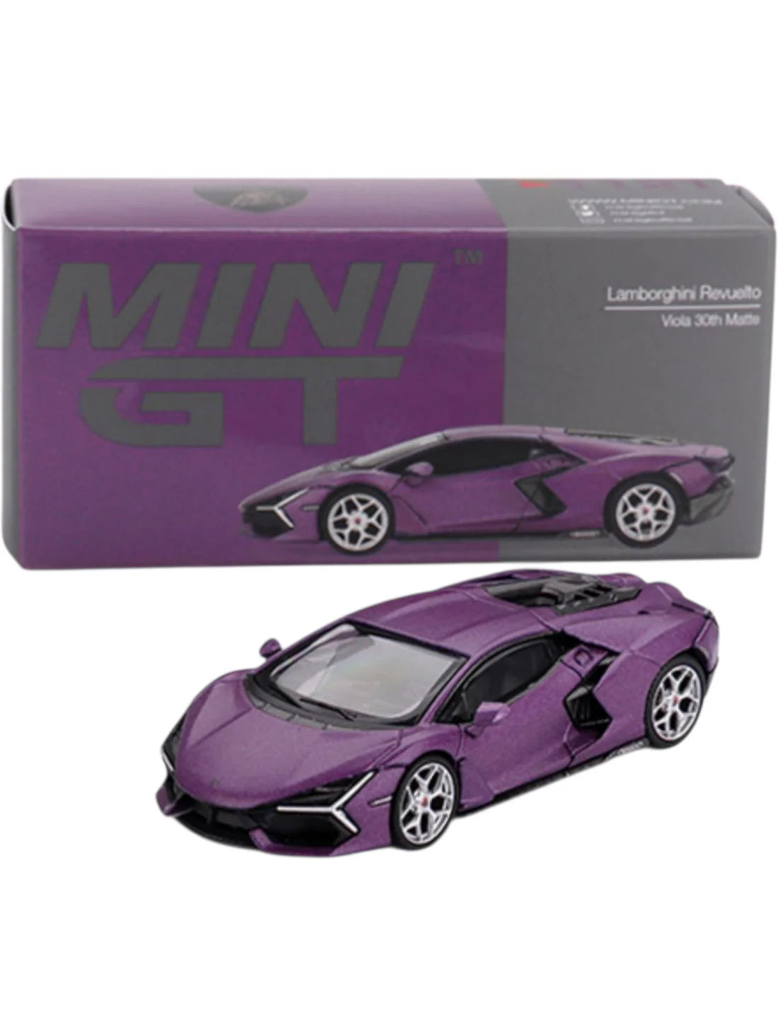 Mini GT Imported Code 1121 - Lamborghini Revuelto Viola 30th Matte